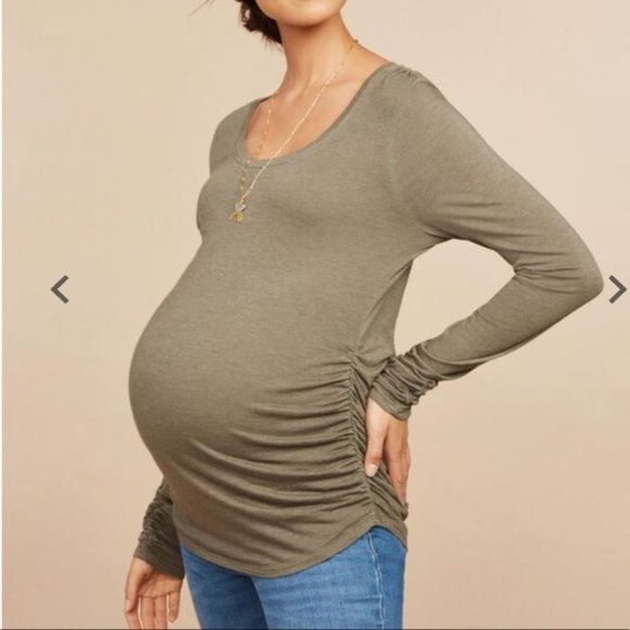 Motherhood Maternity Tops - Motherhood Maternity Long Sleeve T-Shirt Olive Extra Small